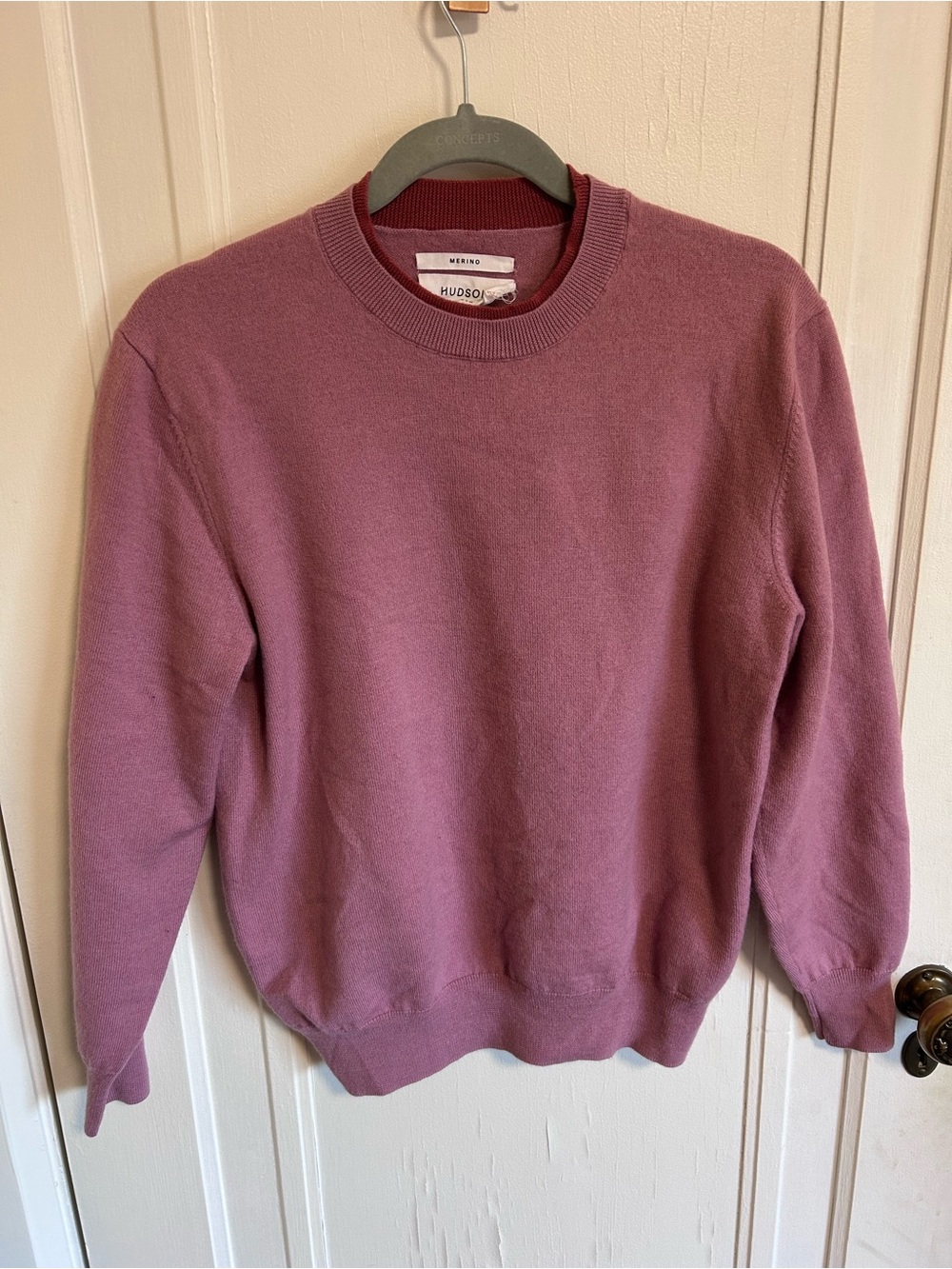 Merino wool Hudson Jeans women’s Crewneck Sweater in Dusty Rose